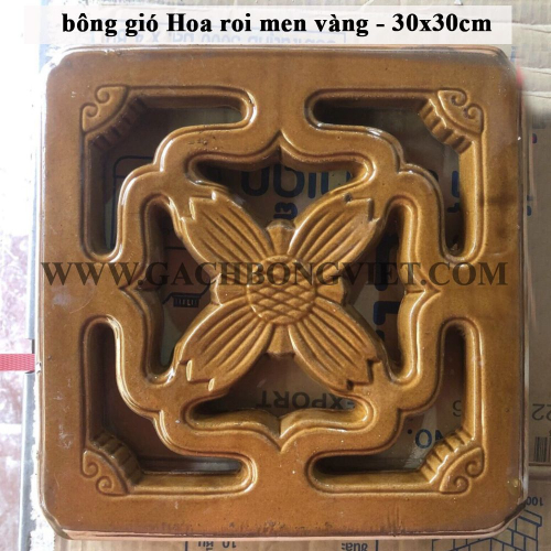 Gạch bông gió tráng men 30x30, Hoa Roi vàng