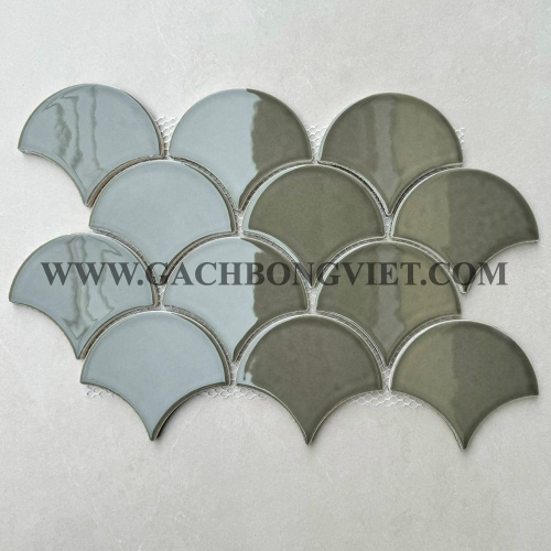 Gạch mosaic vảy cá, Xám đậm bóng